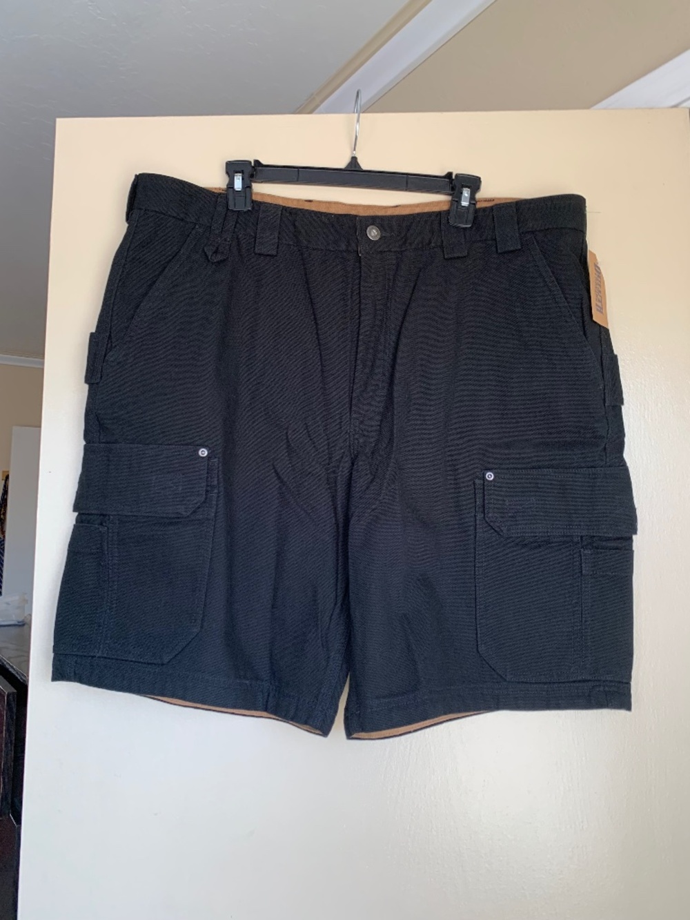 Duluth Trading Co Black Fire Hose Cargo Shorts Duck Canvas 10" Inseam Men's 42